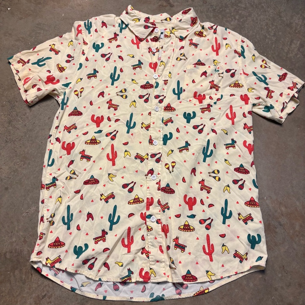 Tipsy Elves Men Cantina Hawaiian Shirt Piñata Cactus Cinco De Mayo Mens XL